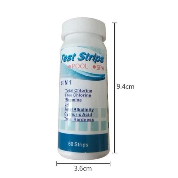 100-pak 6-i-1 pH-teststrips til pool og spa, hurtig test af vandkemi