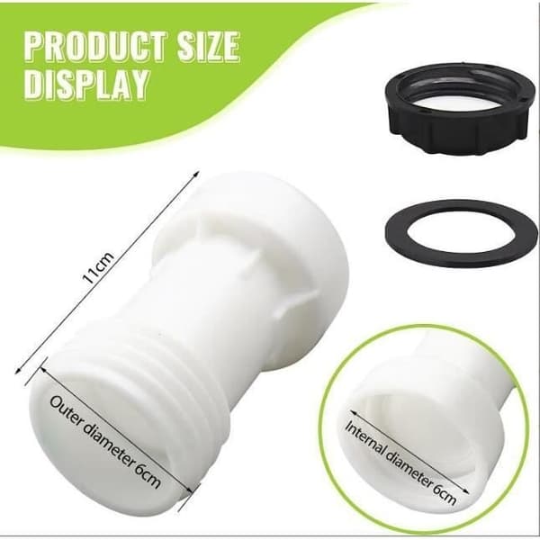 IBC tank tilbehør S60 x 6 adapter forlænger spacer 60mm ventil 1000l plast groft gevind