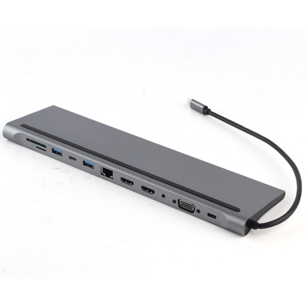 12-i-1 Dockningsstation TypeC till Dubbla HDMI Samma Skärmvisning USB VGA PD RJ45 Dockningsstation
