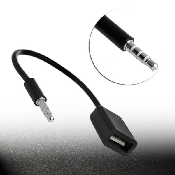 3,5 mm lydplugg til USB 2.0 hann-til-hunn-omformerkabel for bil MP3