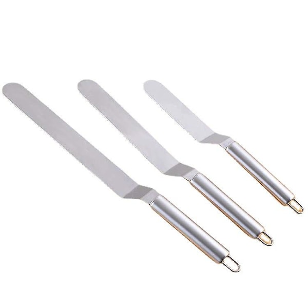 Stainless Steel Angled Paddle Spatula Set for Cake Decorating and Baking (Set of 3)