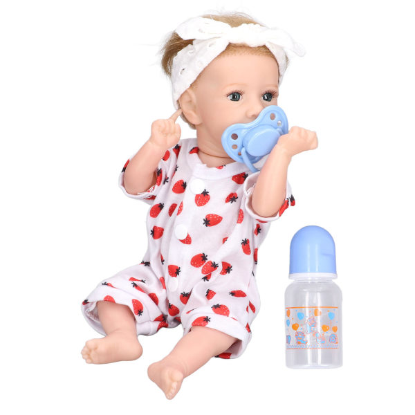 12 tommer Reborn Baby Dolls Fleksible lemmer Blød silikone naturtro dukkelegetøj med Milk BottleGirl