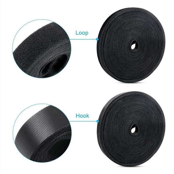 Selvklæbende velcro til kabelstyring 10 m / 2 cm Sort