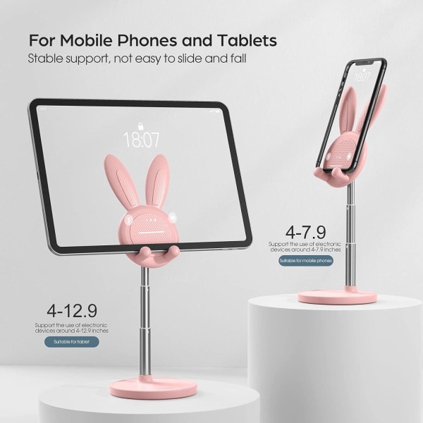 Rose-Cell Phone Stand, höjdjusterbar vinkel för skrivbordet, kompatibel med alla mobiltelefoner, iPhone, Samsung, Pixel, iPad, surfplatta (10,2-10")