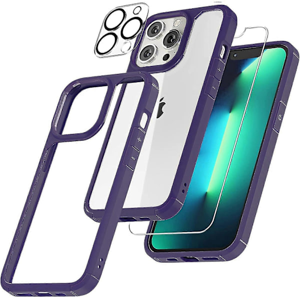Transparent Case For iPhone 15 Pro Max/15 Plus/15 Pro/15 With 2*Screen Protectors+2*Camera Protectors Full Coverage Case