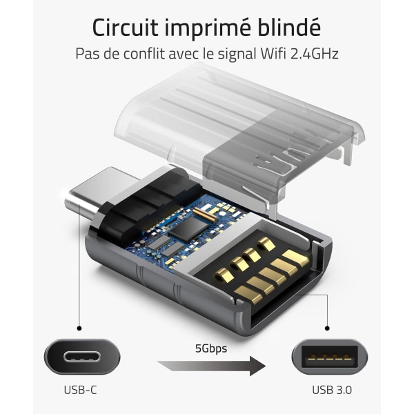 USB C till USB -adapter 2-pack USB C hane till USB3 hona-adapter, USB C-adapter kompatibel med MacBook Pro/Air 2021 iMac iPad Mini 6/ Pro