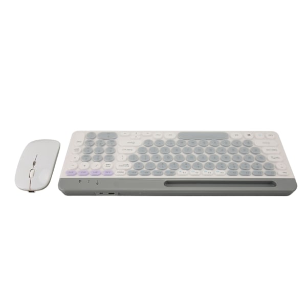 Trådløst tastatur og mussett, oppladbart, retro stil, 2.4G trådløst Bluetooth tastatur og mussett, hvitt
