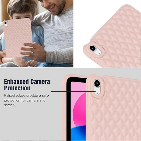 Anti-drop Protective Back Cover for iPad 10.9 (2022) Rhombus Pattern Soft TPU Tablet Case