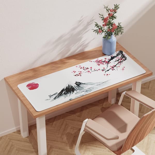 Japansk Sakura Hvit Musematte (80 x 30 x 0,3 cm) Ekstra Stor Musematte Skrivebordsmatte style 2