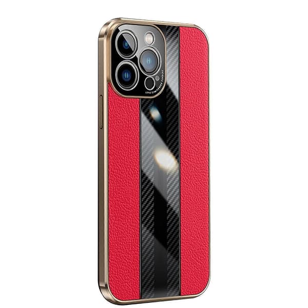 Real Leather Case Compatible With iPhone 14 Pro Max/14 Pro, Ultra-Thin Hard Bumper Protection With Camera Protection