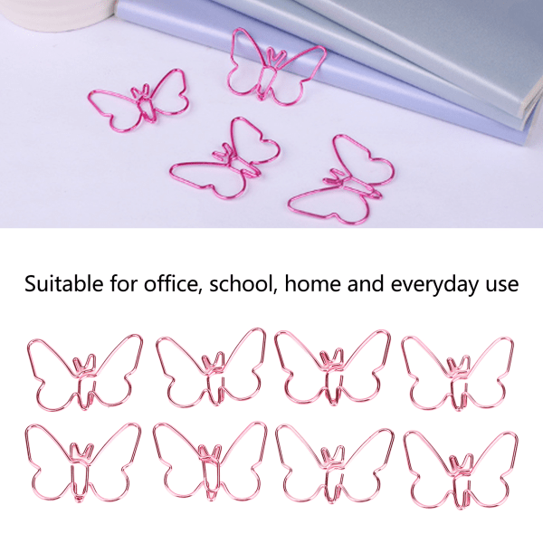 50 kpl Pink Butterflies Paperiliitin Sarjakuva väripinnoitus Innovatiiviset söpöt paperiliittimet toimiston kotikouluun