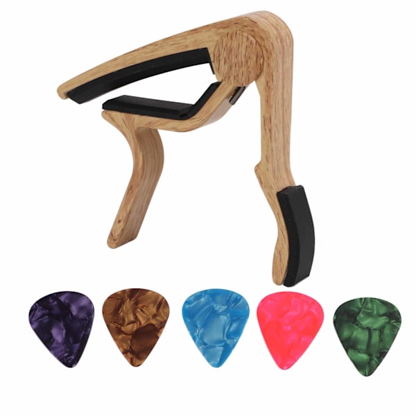Capo Quick Release String Clamp set , jossa on 5 kpl kitarahaku bassolle BanjoLight Wood Color