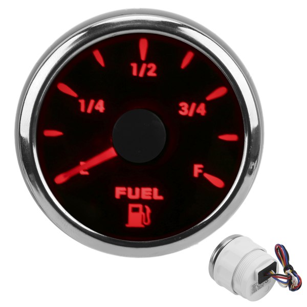 52MM Bränslenivåmätare 0‑190Ω Bränsletankmätare med 7 färgbakgrundsbelysning för bilbåt RV YachtBlack