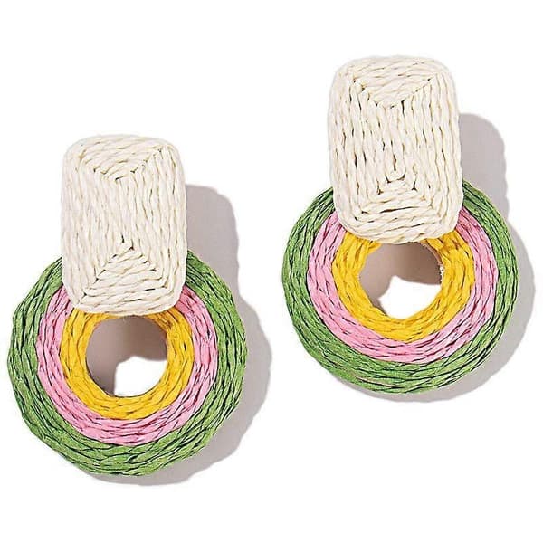 Statement Raffia Earrings Cute Boho Earrings Rattan Drop Earrings