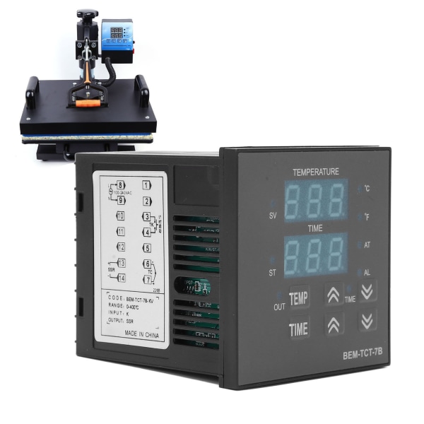Digitalt display BERM temperaturkontroller varmepress termostat 100~240V - svart (1 stk)