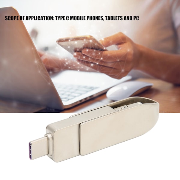 256GB Dual USB C -muistitikku - Plug and Play OTG USB C - USB A 3.0 -muistitikku