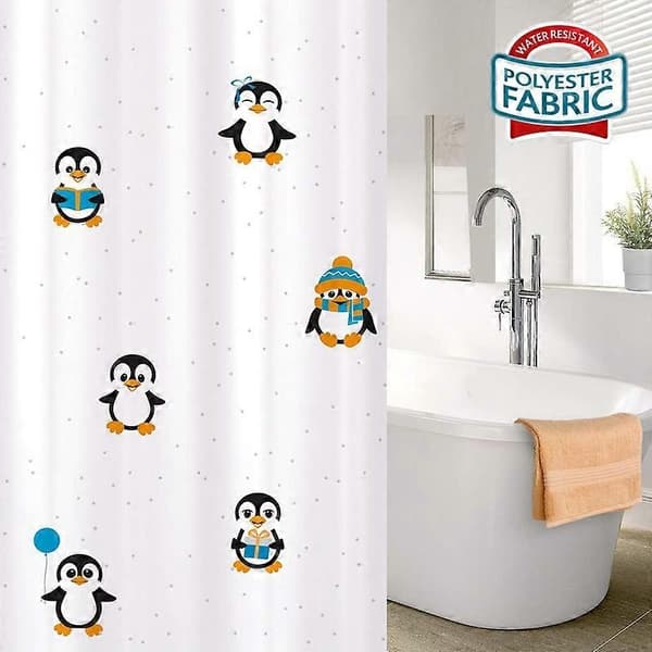 Dusjforheng 180x180cm Vanntett Tekstil Polyester 12 Ovale Ringer