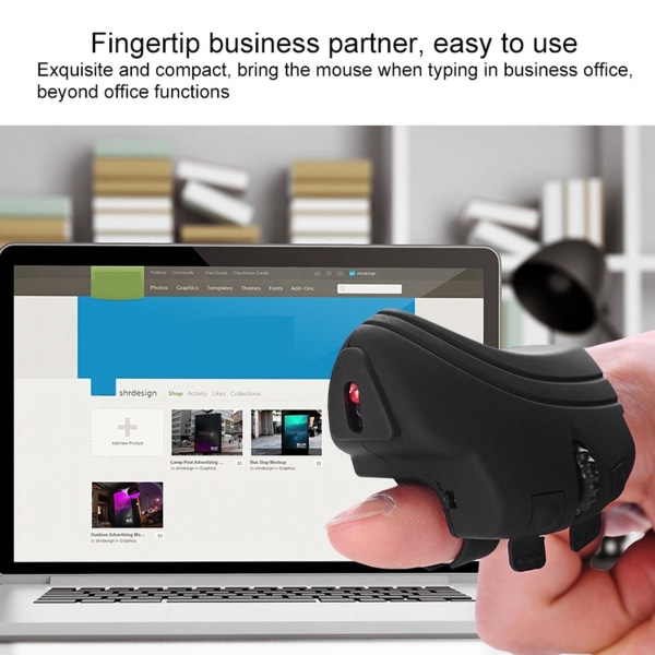 2,4Ghz trådløs fingerring mus stabil forbindelse Håndholdt ergonomisk bærbar USB-drevet mus til Business Office