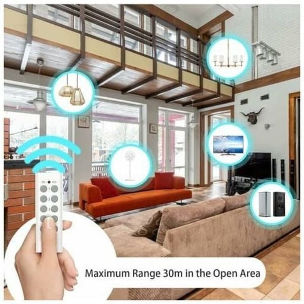Set of 5 Programmable Outlets, Wireless Remote Control with 2 Remotes, 2 Batteries Included, 30 m Range