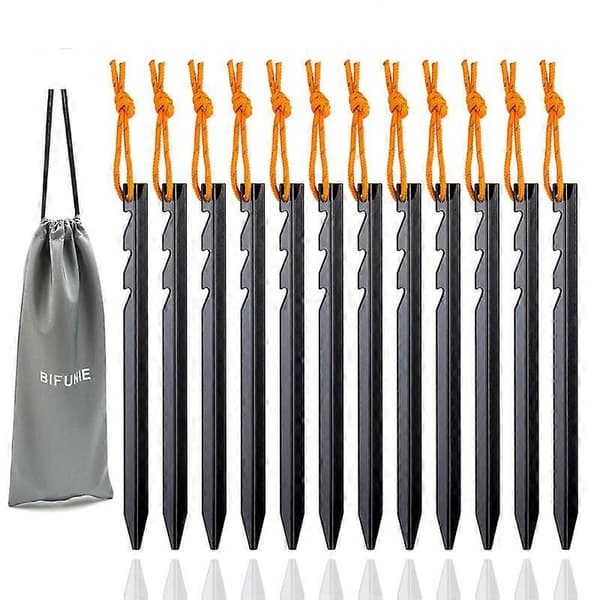 Aluminiumtältpinnar, 12-pack markpinnar i aluminium