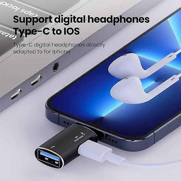 JS-103 Adapter til iPhone iPad-stik 7-benet han til USB+Type-C hun OTG - Sølv