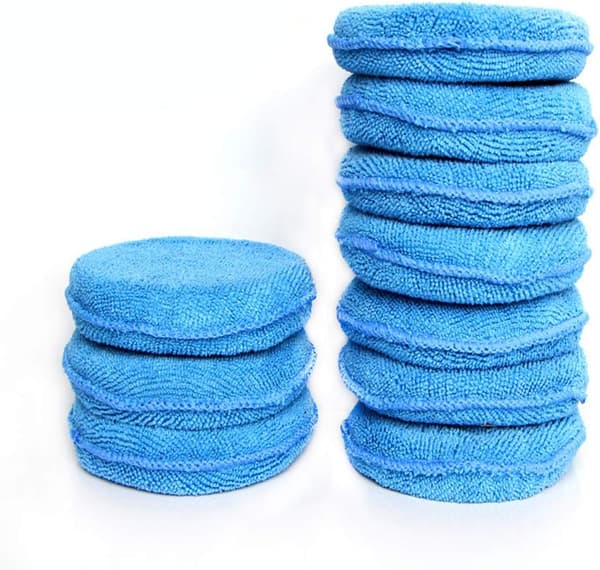 Mikrofiber voksapplikator runde svampepuder til bil, 10-pak blå