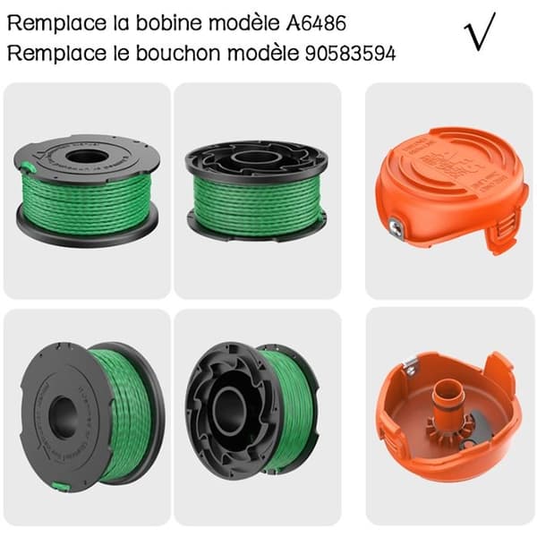 10-pack gröna trimmerlinspolar för Black & Decker GL7033 GL8033 GL9035 A6482 (10 linspolar + 1 lock)