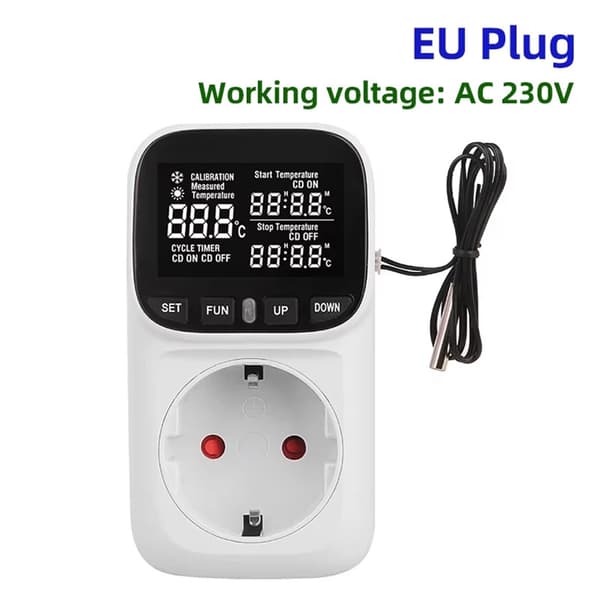 Europeisk plugg termometer digital temperaturkontroller sokkel husholdning termostat sensor sokkel med timer (EU-plugg)