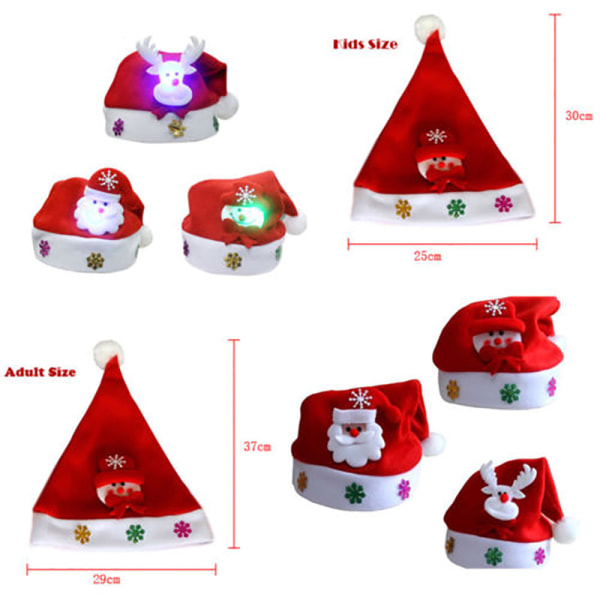 LED julhattar Härlig snögubbe ElK jultomte hattar för vuxna och barn Julklapp Familj jul hattar