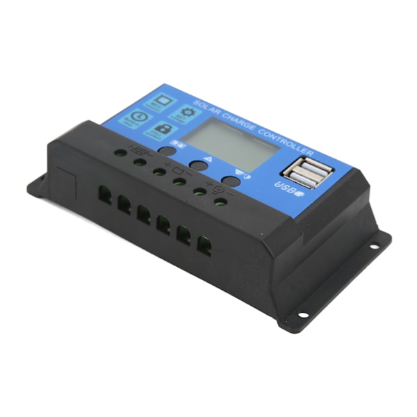 12V 24V Solcelleladningsregulator USB-port Overladningsbeskyttelse Solcellepanel Batteriregulator med LCD-skjerm 30A