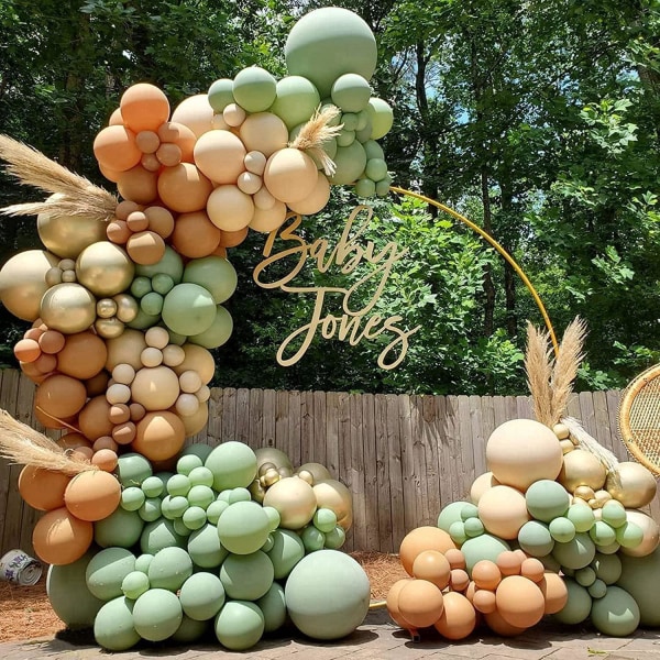 137 ballonger, vintage farger Soyasaus Grønn ballongsett Olivengrønn ballongsett Bursdagsfestdekorasjoner, bryllupsballongdekorasjoner