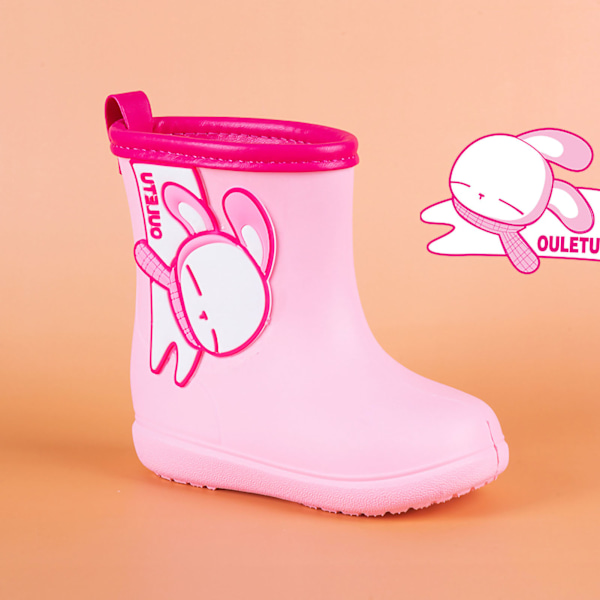 Rain Boot Cute Cartoon Pattern Middle Tube Comfortable Rainshoes for Children Kids Pink 160mm