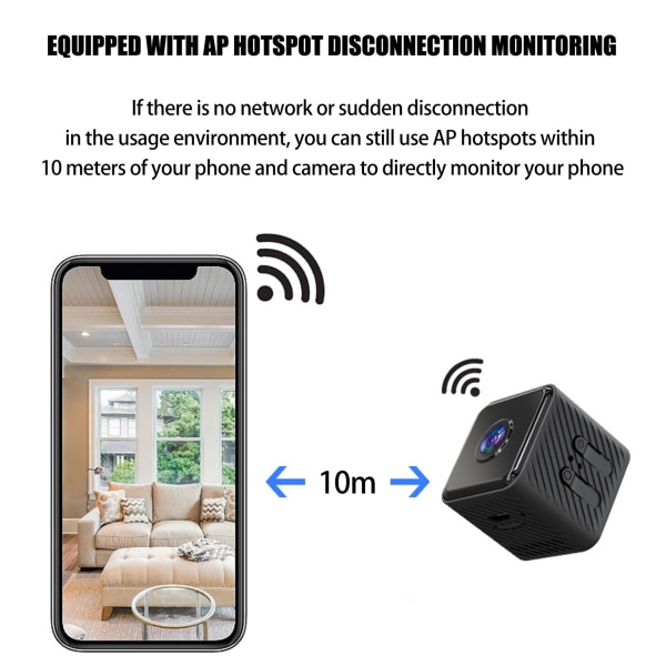 Mini HD 1080P WiFi Smart Kamera med Rörelsedetektering och Mörkerseende för Hemmet Inomhus