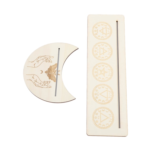 2 st trä tarotkortställ hållare stabil månform och rektangel trä tarotkort displayställ bas typ A