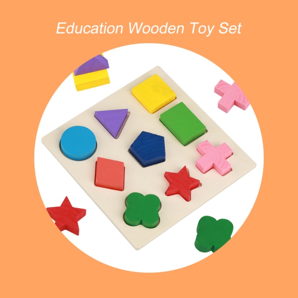 Lasten opettavainen puinen set, geometrinen lohkorakennuspalapeli, baby varhaisoppimistyökalu (nro 1)
