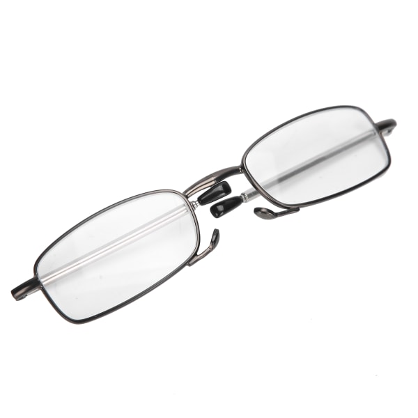 Sammenleggbare briller Unisex menn kvinner rustfritt stål eldre anti-skli lesebriller (+200 grå)