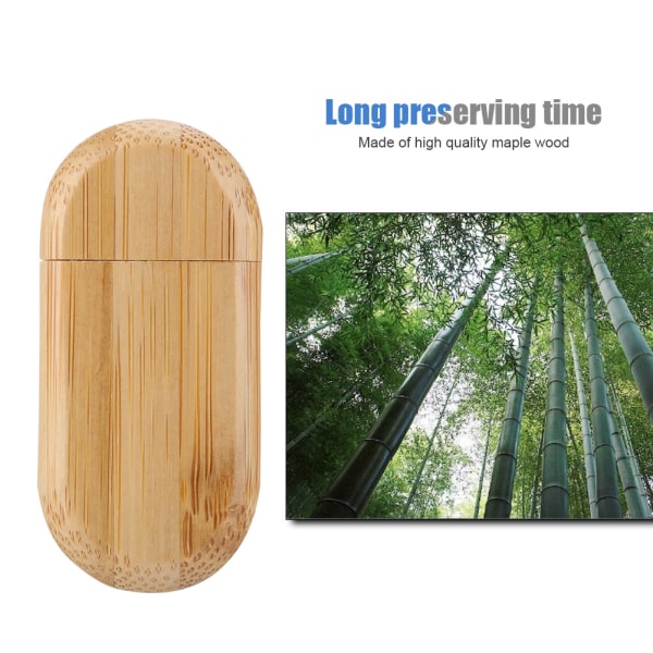 Oval Wooden Shell USB 3.0 Flash Memory Drive Lagringspinne Med Box U Disk 32GB