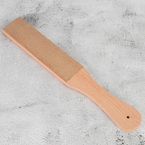 Læder slibebånd træhåndtag dobbeltsidet hjemmeslibeværktøj 28 x 4 x 15,5 cm