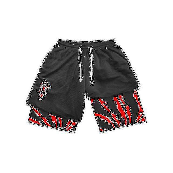 Berserk Manga 3D Print Anime Gym Shorts - Sommer Hurtigtørrende 2-i-1 Performance Træningsshorts XXXL15