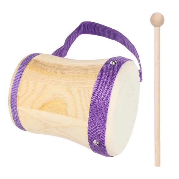 Tromle træ krop fåreskind hoved percussion instrument legetøj med pind til børn børn