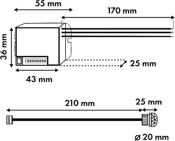 Rörelsedetektor, med extern sensor, 12-24V DC, 360°, MCE32 V