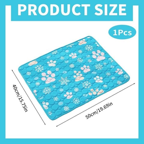 Ice Silk Kølemåtte til kæledyr 50x40 cm, vaskbar selvafkølende måtte til hunde og katte, blå