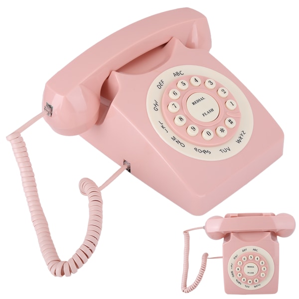 Vintage telefon High Definition Call Quality Kabelforbundet telefon til hjemmekontor Pink