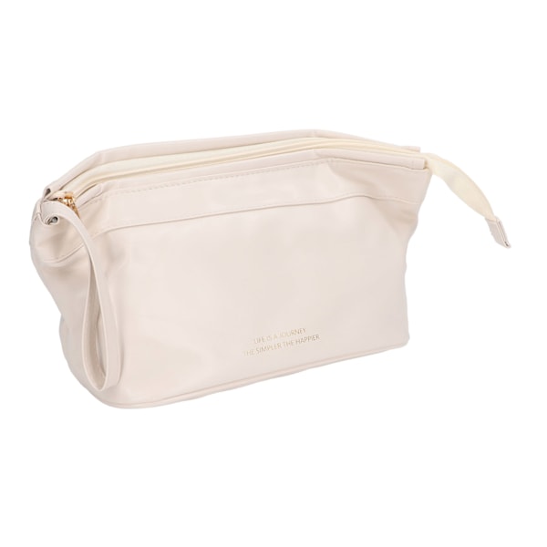 Makeup Bag Women Portable Elegant PU Leather Toiletry Bag for Cosmetics Skin Care Product Gift White