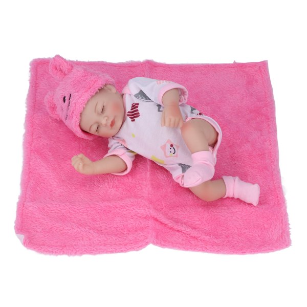 10 tuuman vastasyntyneen baby , pestävä emulointipehmeä silikoni, baby vauvanukke vaatteiden kanssa Peitto Vaaleanpunainen tyttö