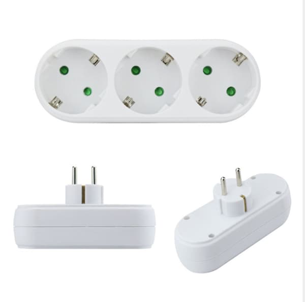 3-vejs stikadapter, 3-vejs multi-stik til væg eller skrivebord