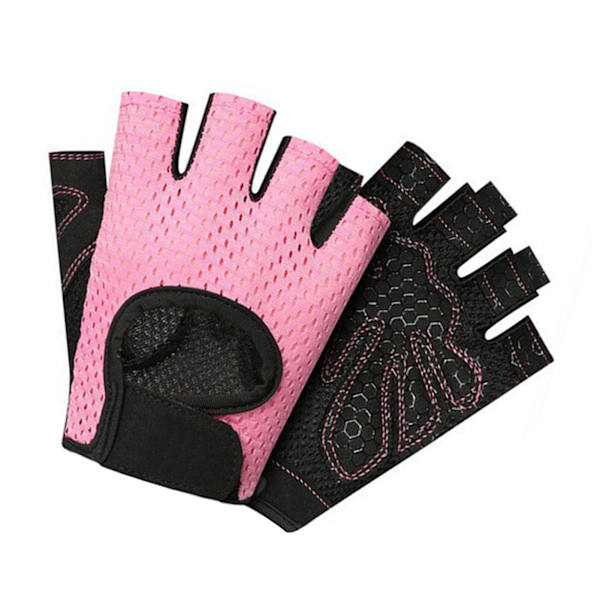 Träningshandskar för Fitness, Armbandsövningar för Män och Kvinnor, Handskar för Viktlyftning, Cykling, Träning, Halvfinger, Rosa, Storlek M