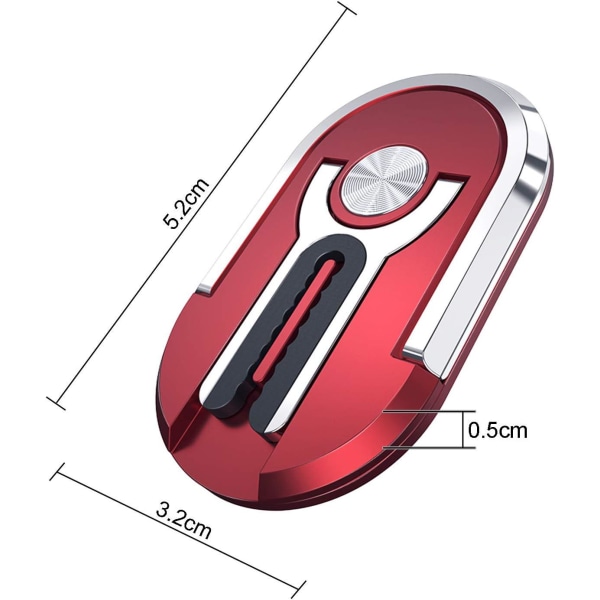 2 deler (svart + rød) biltelefonholder, 360° roterbar multifunksjonell telefonholderring, kan brukes til billuftuttak