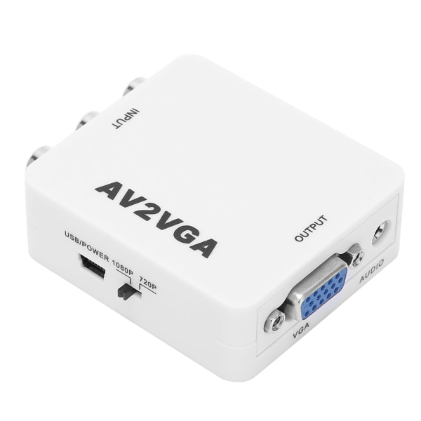 For AV til VGA Conveter Bærbar 1920x1080 HD AV2VGA Video Converter med USB-kabel