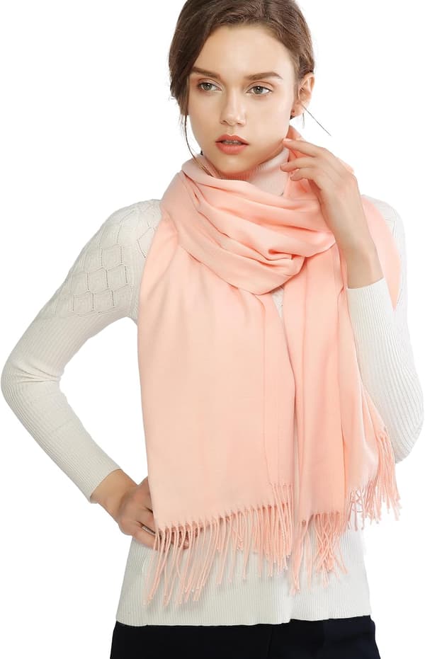 Skjerf til dame Pashmina sjal og omslag til bryllup Skjerf til dame Vinter Pink-2